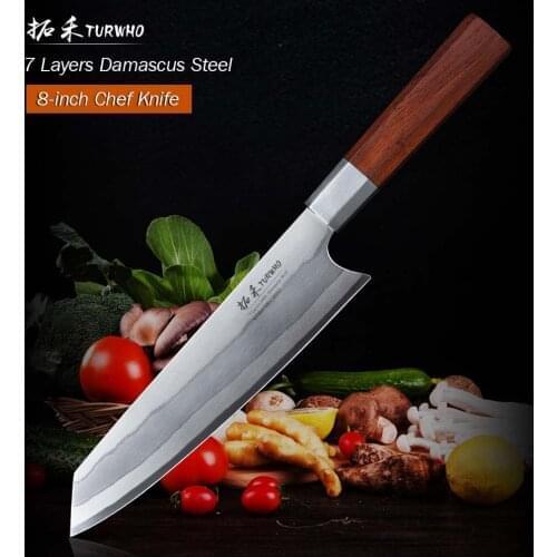 TURWHO 8 inch Chef Knife Japanese Kitchen Knives Stainless Steel Slicing Vegetable Tool Knife Santoku Knifes