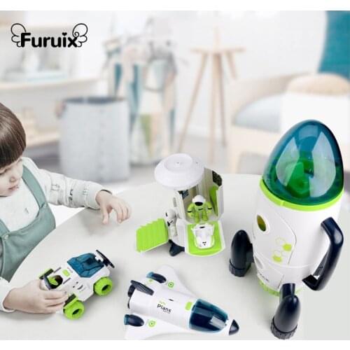 DIY Assembled Aviation Model Toy Boy Sound and Light Space Rocket Toy Model Space Station Science and Education Toy