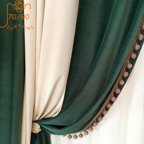 Nordic High-end Solid Color Flannel Stitching Blackout Curtains for Living Room and Bedroom Customized Products