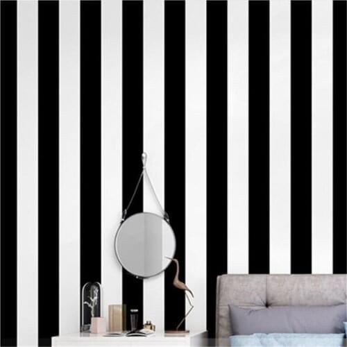 Wellyu Black and white horizontal and vertical stripes modern minimalist Nordic style haircut TV background wallpaper