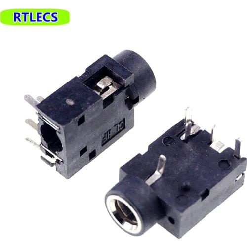 10pcs Phone Jack 3.5 mm 5 pin stereo audio socket for 3 poles earphone plug through hole PCB 2 Switches DC30V 0.5A