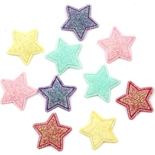100Pcs 2cm Small Glitters Star Padded Appliques For childrens Hair Clip Stick on Supplies DIY Craft headwear Deco wholesale