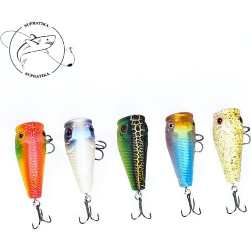 5Colors Sea Freshwater Fishing Lures 5cm/8g Popper Floating ABS Plastic Hard Bait 6# Hook 3D Eyes Wobbler Artificial Bionic Bait