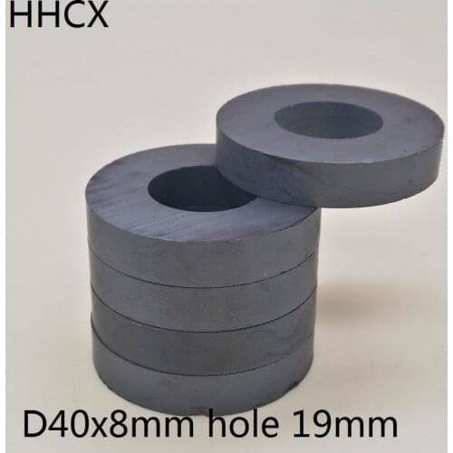 5PCS/LOT Ferrite Magnet 40*8 mm Hole 19mm Permanent Y30 Ring magnet 40X8 Black Round Speaker MAGNETS 40X8-19