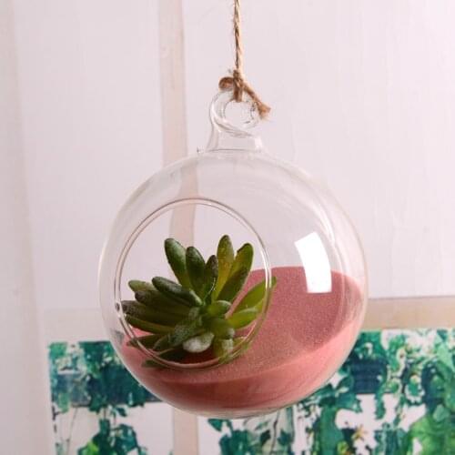Free Shipping 12pcs/pack Diameter=10cm Round Bottom Glass Globe One Open Hanging Glass Terrarium Vase Wedding Decorative Props