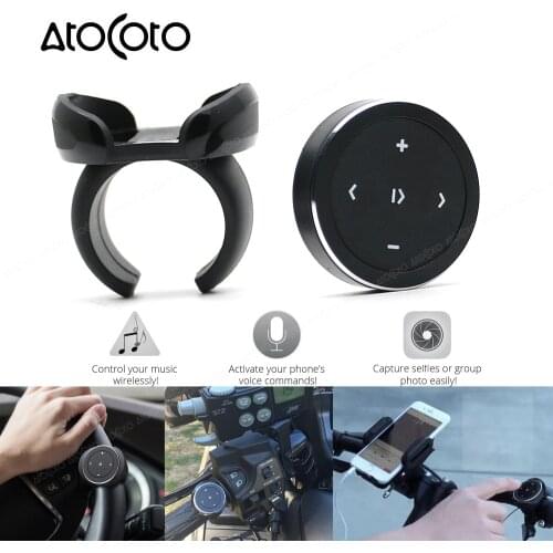 Wireless Bluetooth Media Button Mount Remote Car Motorcycle Bike Steering Wheel Selfie Siri Control Music for Android iOS Phone
