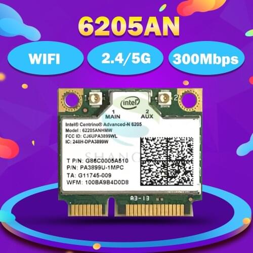 Wireless Card Adapters for Intel Centrino Advanced-n 6205 62205an 62205hmw 300 Mbps WiFi Mini pci-e