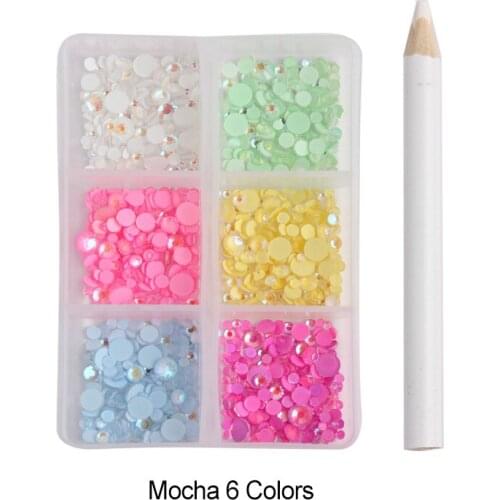 Shinning 6 grid Box Glass Nail art Rhinestone 6Size Packing Mix color Choose For DIY Nail accessories
