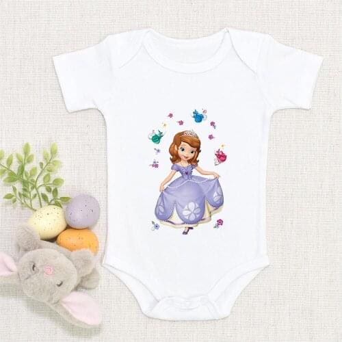 Funny Fairy Godmother Sofia Princess Print Infant Bodysuits 0-24M Summer Casual Girl Baby Romper Newborn Clothes Dropship