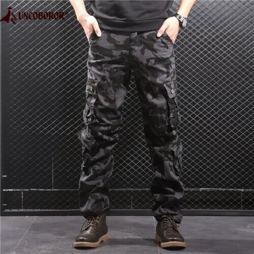 Camouflage Cargo Pants Men Multi Pocket Cotton Military Camo Pants Army Track Trousers Male Streetwear Overalls Pantalon Homme