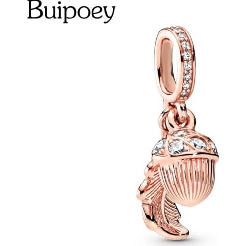 Buipoey 2pcs Acorns&Fallen Leaves Charm Beaded Pine Cones Pendant Fit Brands Bracelets Bangle For Women Boy Girls Kids Jewelry