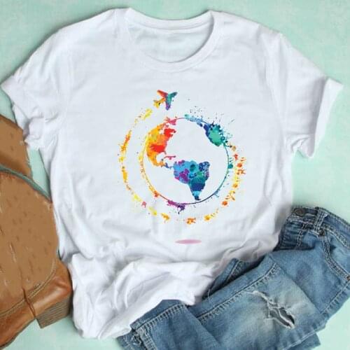 Camiseta De Manga Corta Con Estampado De Acuarela Para Mujer, Ropa Estampada De Moda De Viaje Para Primavera Y Verano