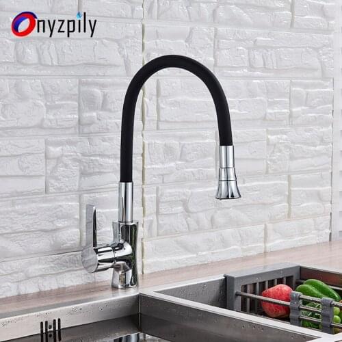 Black Silica Gel Nose in Any Direction of Rotation Kitchen Faucet Kitchen Mixer Hot and Cold Water Faucet Single Handle Faucet