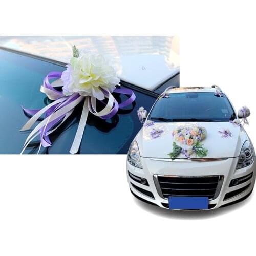 Silk Ribbon Flower Wedding Party Artificial Flowers Bridal Car Mirror Door Decoration Dropshipping