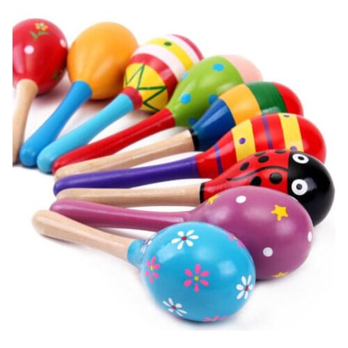 1pc Wooden Musical Instrument Baby Rattles Sand Hammer Wood Toys for Newborns Little Children Party Gift Random Color