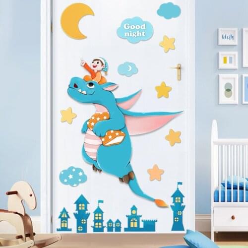 Dinosaurs Animals Wall Stickers DIY Cartoon Mural Decals Kids Room Baby Bedroom Wall Decoration Aesthetic PVC Wallpaper