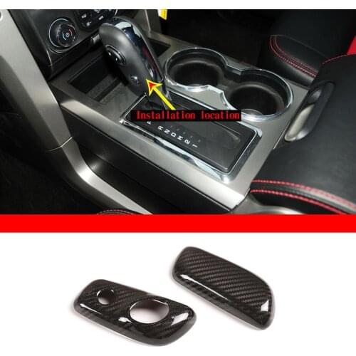 For Ford F-150 2009-2014 Car styling 100% Real Carbon Fiber car Center Shift Head Cover Trim Stickers car Accessories