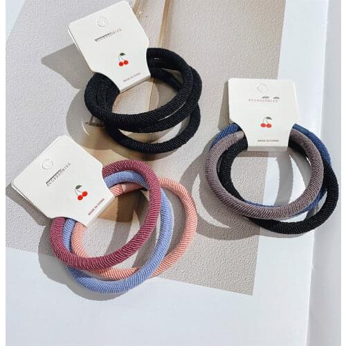 3pcs/lot Elastic Hair Band Women Hair Accessories Fashion Elegant Solid Color Gum for Hair High Elasticity Hair Rubber Bands