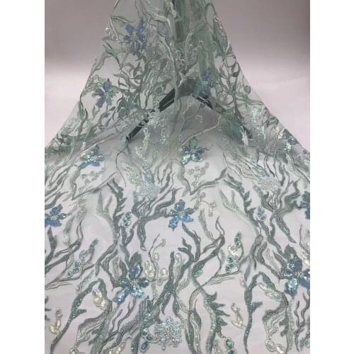 Hot Sale French Sequin Embroidered Tulle Lace Fabric African Lace Fabric 2021 High Quality Lace Dress D40721