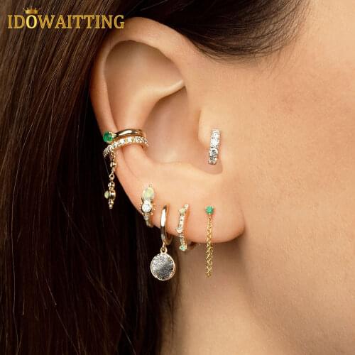 Water Drop White Fire Opal Stone 925 Sterling Silver Jewelry 5A CZ Sparking Fashion Women Girl Minimalist Small Hoop Earrings