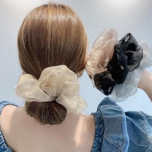 Retro Large Organza Hair Intestine Circle Girl Net Yarn Hair Ring Korean Fashion Hair Accessories