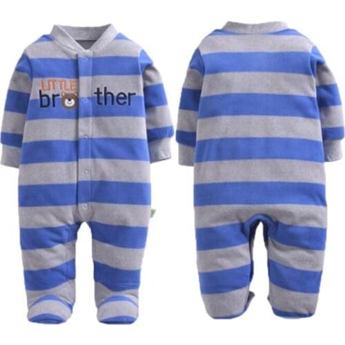 2018 Original New Arrival One-Piece Baby Boys Girls Snap-Up Sleep Play Bodysuit Striped romper Clothes Newborn 3m -12m pajamas