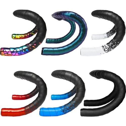 2pc Road Bike Bicycle Handlebar Grip Tape Anti-Slip Cycling Handle Bar Belt Artificial PU Leather Gear Strap EVA Wrap Perforated