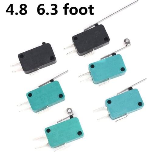 Limit Microswitch 5pcs 5A 250V 125V NO + NC + COM 6.3mm 3 Pins SPDT Micro Switch 28mm 52mm Arc Roller Lever Touch Switch