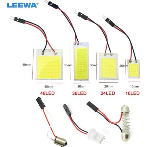 LEEWA 100pcs Car COB T10 + Festoon Dome Panel Light 16 chips/24 chips/36 chips/48 chips Car LED Reading light #CA5081