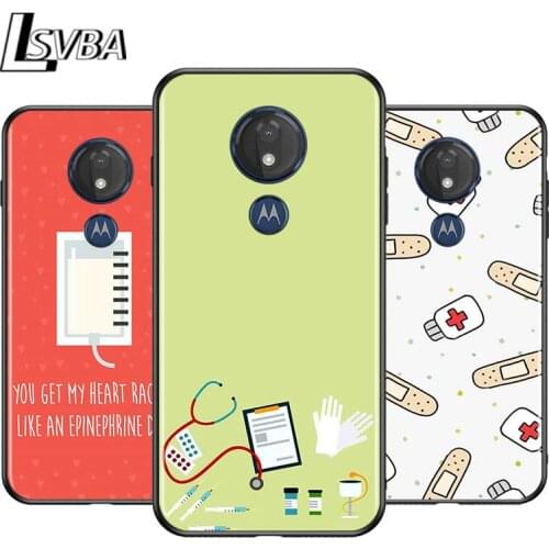 Nurse Medical for Motorola G9 G8 G E7 E6 One Play Marco Hyper Fusion Stylus Power Edge Plus Black Phone Case