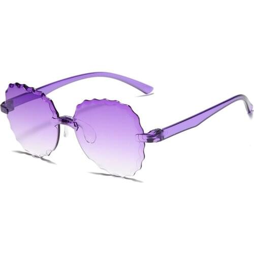 Fashion Plastic Frame Rimless Round Sunglasses Women Flower Shape Sun Glasses Vintage Brand Design Female Gradient Glasses