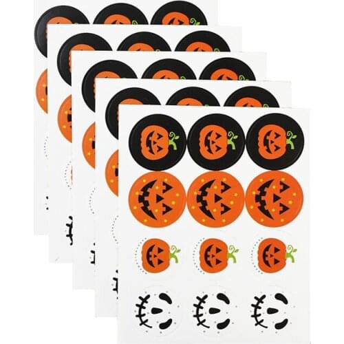 120Pcs/lot Round Halloween Label Sticker Cute Smile Pumpkin Seal Sticker DIY Decorative Labels Halloween Party Favors Supplies