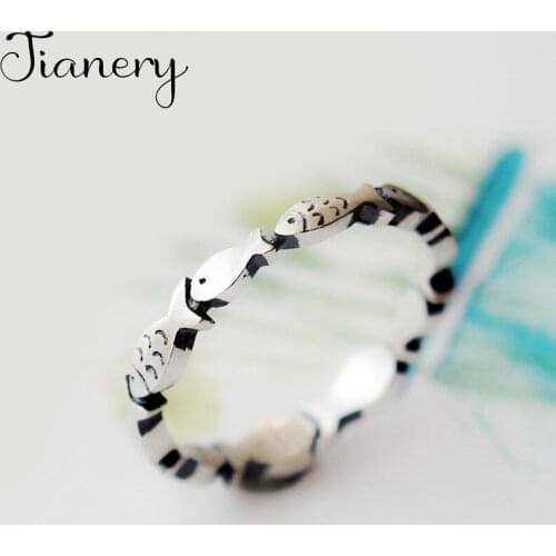 Original Design Bohemian Retro Antique Silver Color Fish Ring For Women Fashion Open Finger Rings Female Boho Jewelry