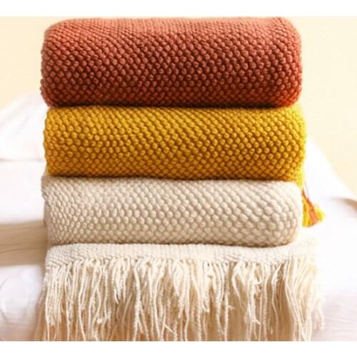 Nordic Knitted Throw Thread Blanket on the Bed Sofa Plaid Travel TV Nap Blankets Soft Towel Bed Plaid Tapestry With Tassels