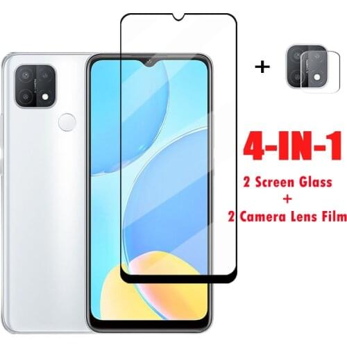 Full Glue Glass For OPPO A15 Screen Protector For OPPO A15 A15s Tempered Glass Protective Phone Camera Lens Film For OPPO A15
