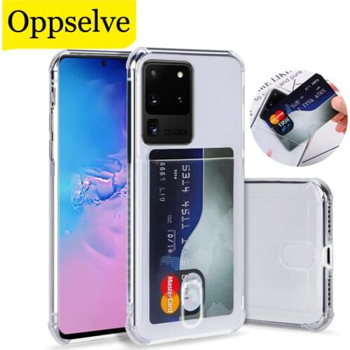 Shockproof Transparent Phone Case For Samsung S20 Plus Ultra S10 S9 S8 Note 10 Pro 9 A91 Soft Silicone Wallet Cover Card Holder