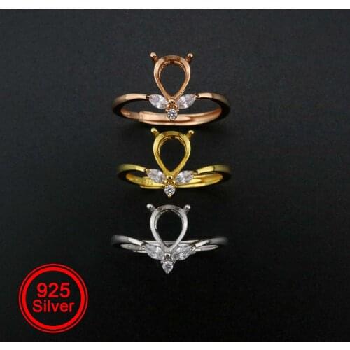 Pear Prong Ring Settings Blank Adjustable Flower CS Stone Solid 925 Sterling Silver DIY Bezel for Gemstone 1294195