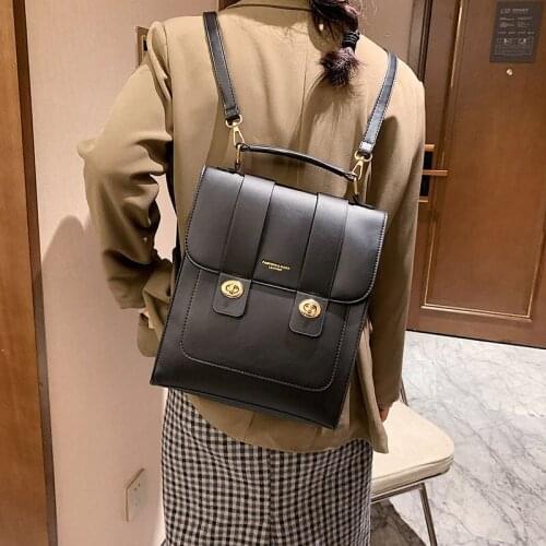 QINRANGUIO 2021 New Retro PU Leather Backpack Women Casual Womens Backpack Large Capacity School Backpack For Teenager Girls