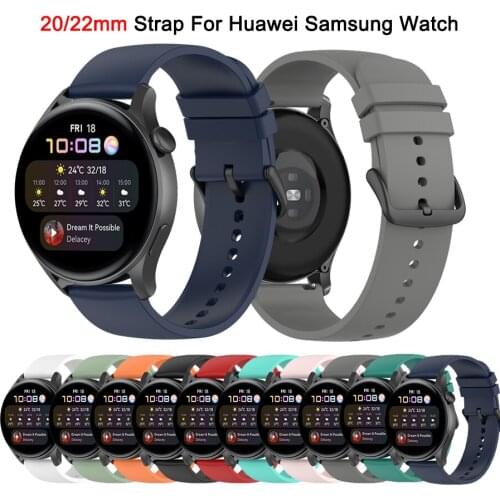 22mm 20mm Silicone Band for Galaxy Watch 3 45mm Sports Strap For Samsung Gear S3 Frontier/Classic active 2 Huawei Watch GT 2 Pro