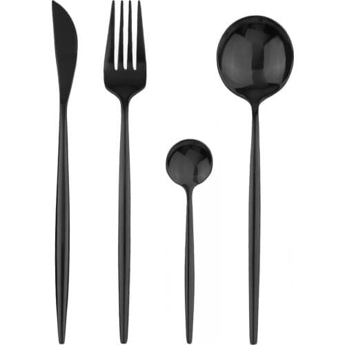 Luxury Black Dinnerware Set 304 Stainless Steel Cutlery Set Kitchen Knife Fork Spoon Dinner Tableware Silverware Set Dropshiping