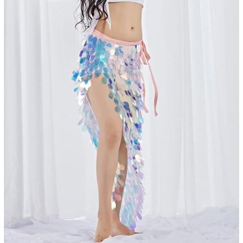 Belly Dance Hip Scarf Shining Sequins Triangle Scarves with Tassel Dance Hip Wraps Accessories