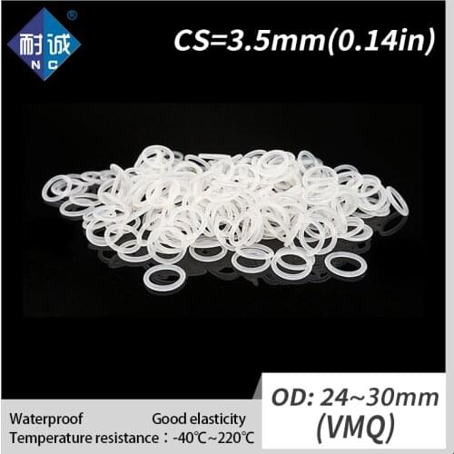 2PCS/lot Silicone rubber oring VMQ CS 3.5mm OD24/25/26/27/28/30mm O Ring Gasket Silicone O-ring waterproof