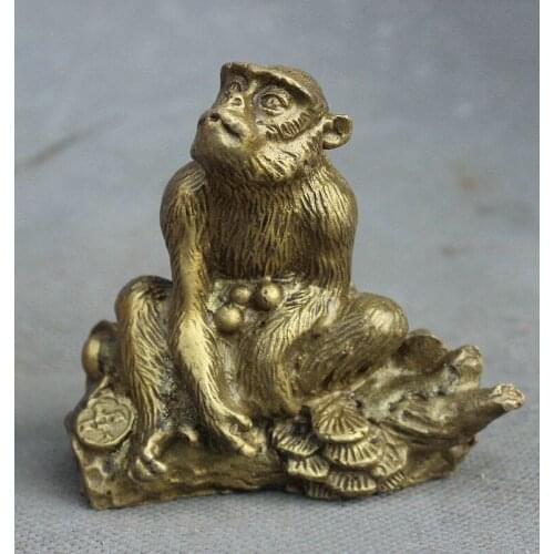 2017 Chinese Brass Copper Feng Shui Year Zodiac Animal Monkey Lucky Statue Figurine