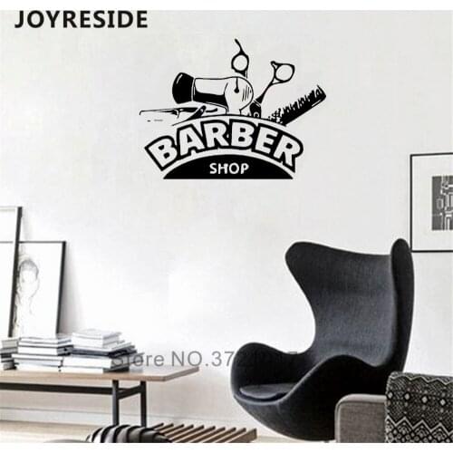 Baebershop Wall Decals Man Salon Haircut Vinyl Wall Sticekrs Baebershop Design Decor Wall Mural Shop Window Art Wall Decal W115
