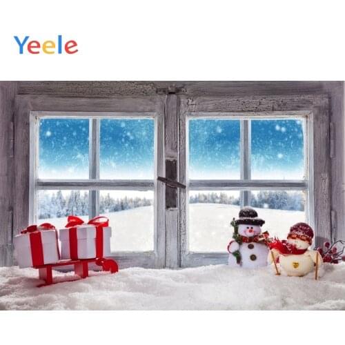 Yeele Christmas Winter Snow Window Snowman Gift Backdrop Baby Portrait Vinyl Photography Background For Photo Studio Photophone