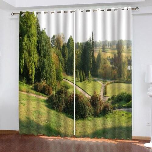 Custom green park curtains 3D Blackout Curtains For Living room Bedding room Drapes Cotinas para sala Blackout curtain