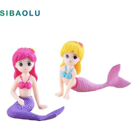 1pc Fish Tail Mermaid model Girl Miniature Figurine Doll House Decoration cartoon Dollhouse people cake ornament DIY accessory