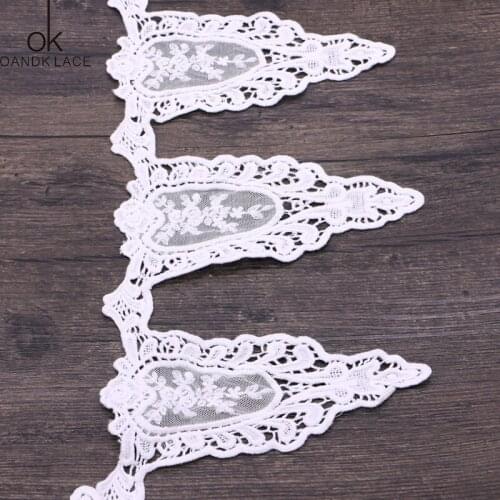 1 yard/roll) White Cotton Embroidered Lace Net Fabric Trim DIY Sewing Handmade Craft Ribbon Materials