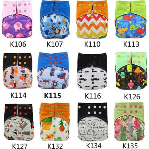 Ohbabyka AI2 Pocket Cloth Diaper Baby Nappies Animal Pattern Baby Diaper Cover with Bamboo Insert Sewed Reusable Diapers 10pcs
