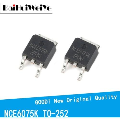 10PCS/LOT NCE6075K NCE6075 6075K 60V 75A TO-252 TO252 MOS FET New and Original IC Chipset MOSFET-N